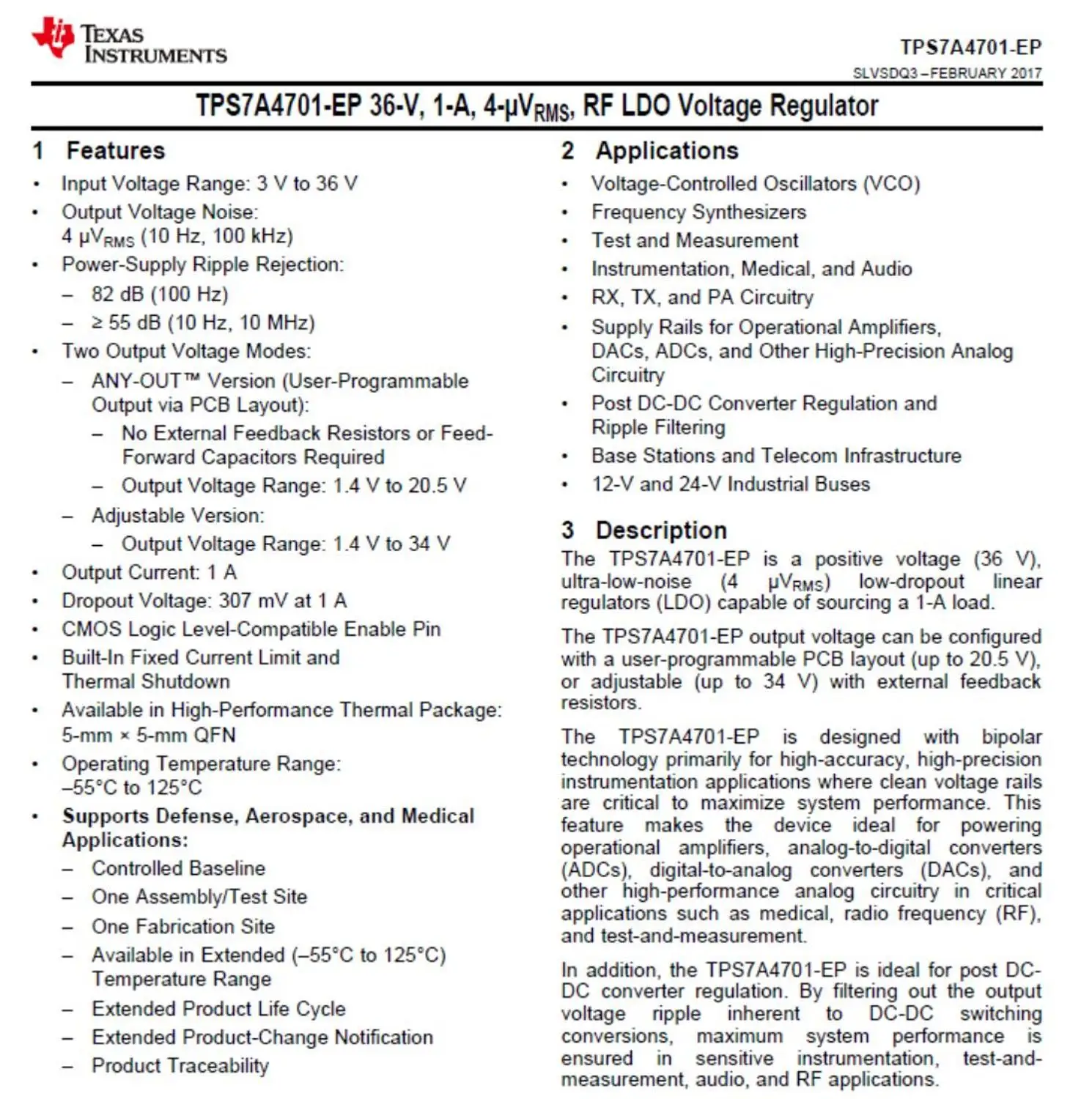 TPS7A4701 \ TPS7A3301 низкий уровень шума линейность RF LDO напряжение регулятор точность