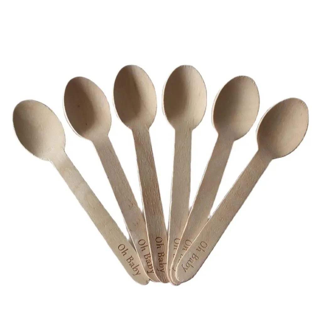 Деревянные ложки Oh Baby одноразовая посуда с лазерной гравировкой