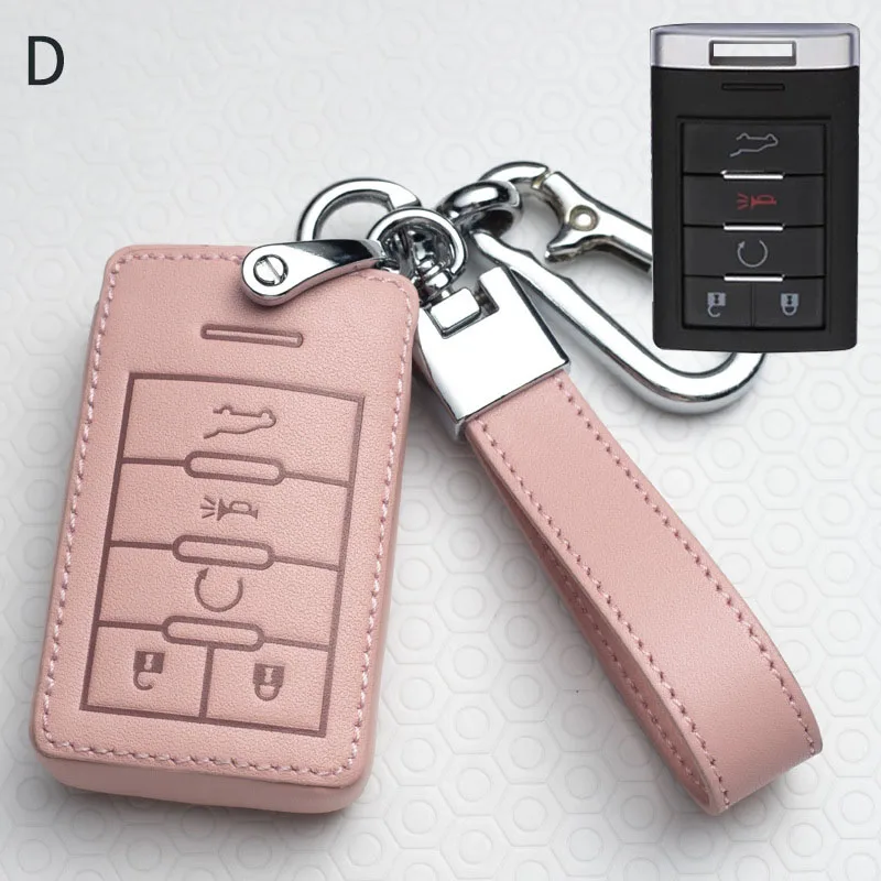 

Leather Car Key Cover Full Case For Cadillac Escalade CTS XTS ATS ATS-L XLS SRX 2015 4 5 6 Button 28T CTS-V XT5 CT6 Covers