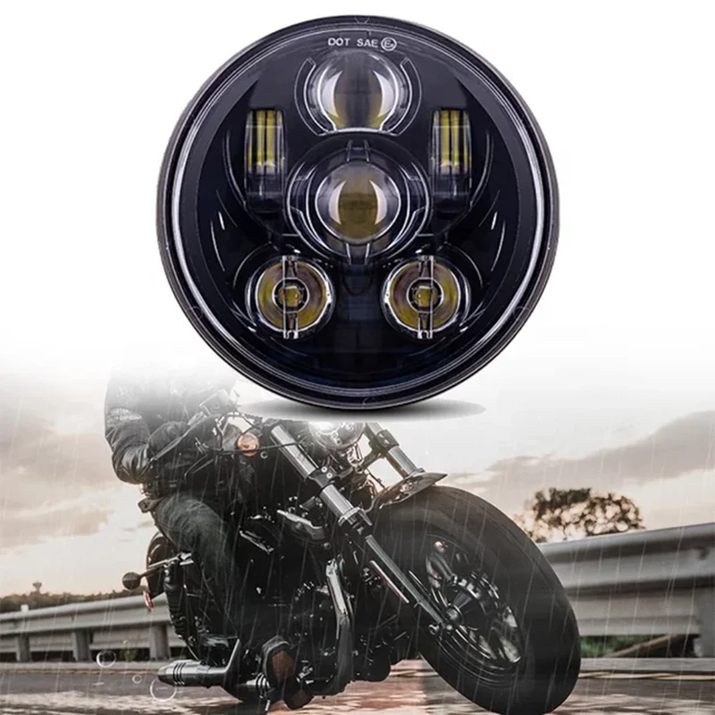 

5.75" 5-3/4" Motorcycle Headlight Projector Hi/Lo Beam 45W LED Moto Lamp Headlamp For Harley Sportster 883 1200, Iron 883, Dyna