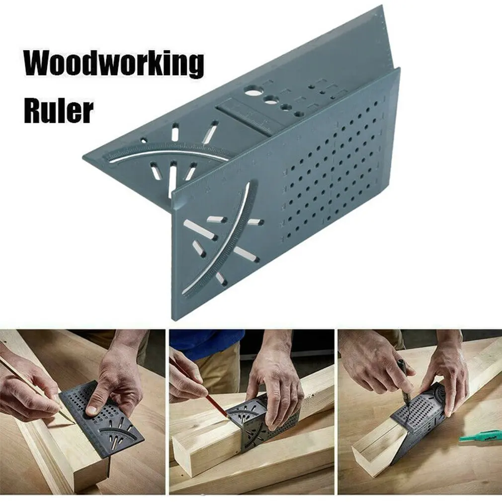 

3D Measuring Tool Gauge Ruler Square Mitre Angle Size Measure for Wood Working Angle Ruler 45 Degree 90 Degree Over Ruler ACEHE