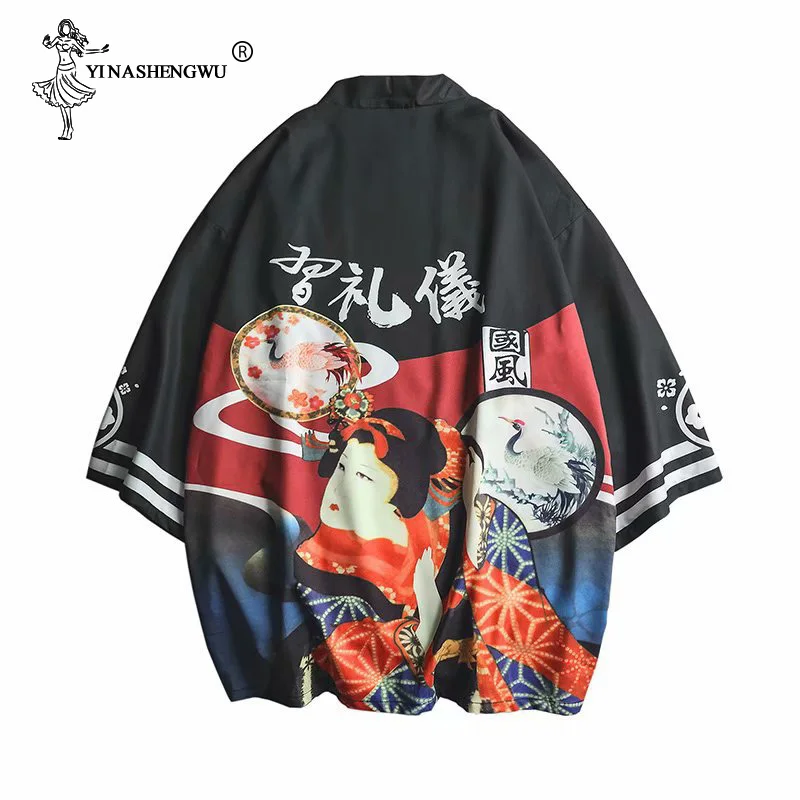 Японское кимоно для мужчин и женщин юката хаори Харадзюку кардиган азиатская