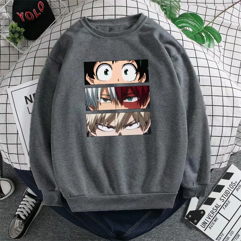 

My Hero Academia Anime Prints Hoodies Men Simplicity Fashion Streetwear Crewneck Pullover Casual Wear Loose Warm Men's Clothes