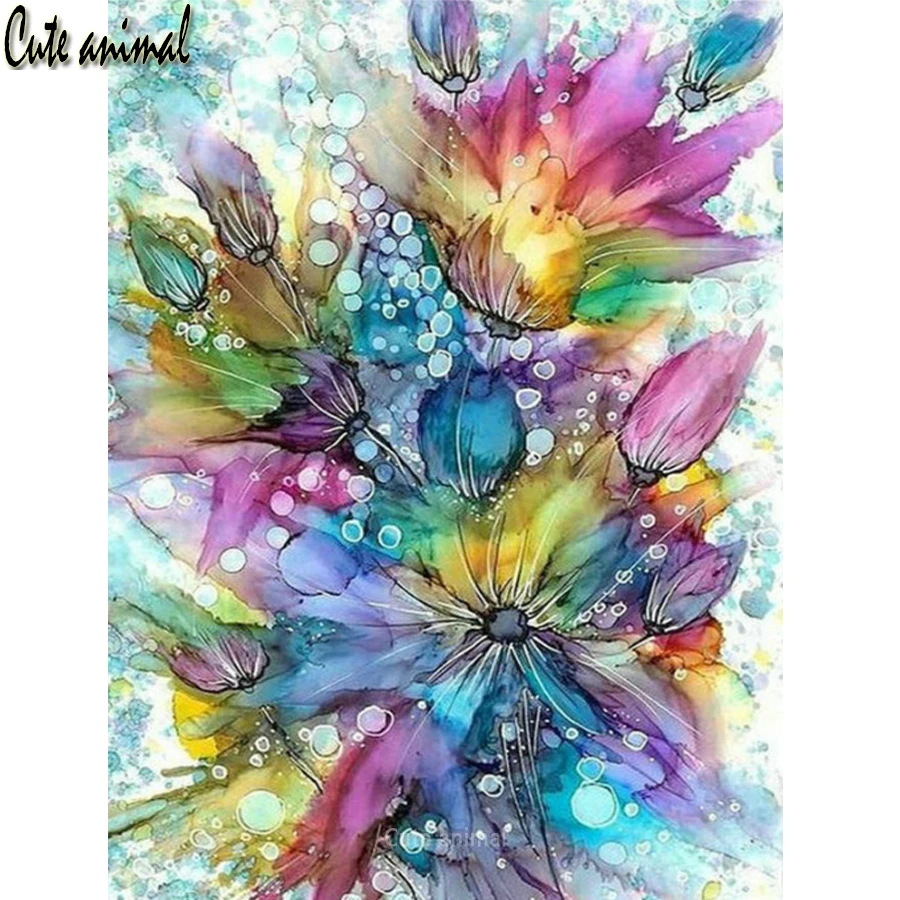 

Abstract color flower Diamond Painting 5d DIY Diamond Embroidery full Square drill lotus pattern cross stitch Diamond Mosaic art