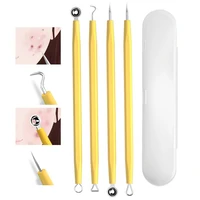 4pcsset candy yellow needle facial extractor remove acne pimple facial cleansing tools remove blackheads skin care pore clean