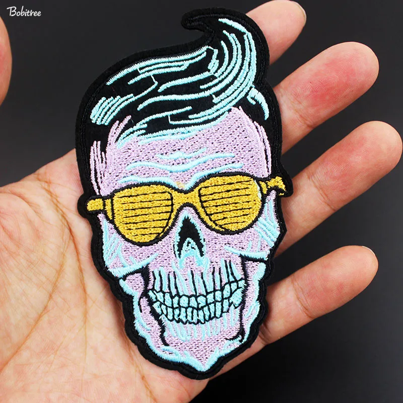 Креативные нашивки с черепом бейдж утюгом вышитая аппликация потрясающие