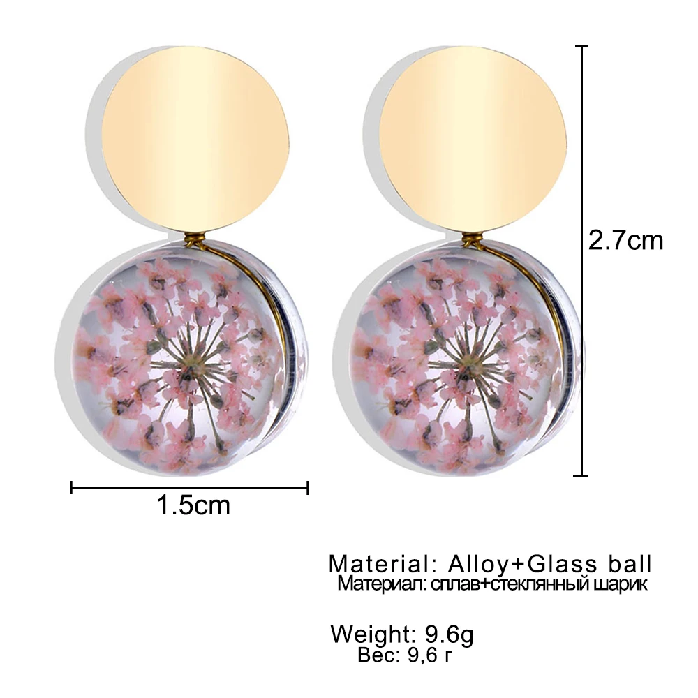 DAXI трендовые золотые прозрачные прозрачное Круглое стекло шар серьги для женщин