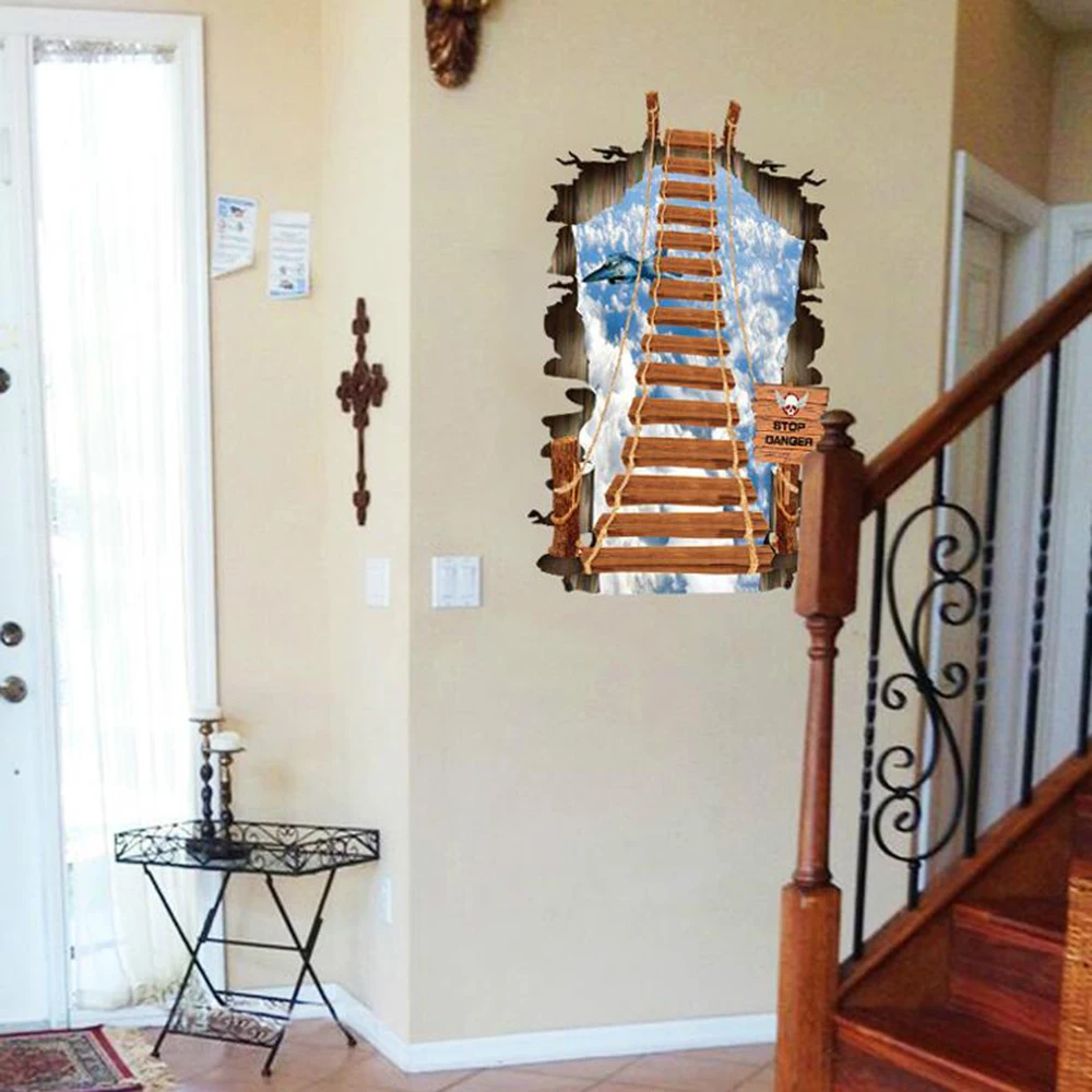 Креативная 3D подвесная наклейка на пол с мостом стену для гостиной спальни