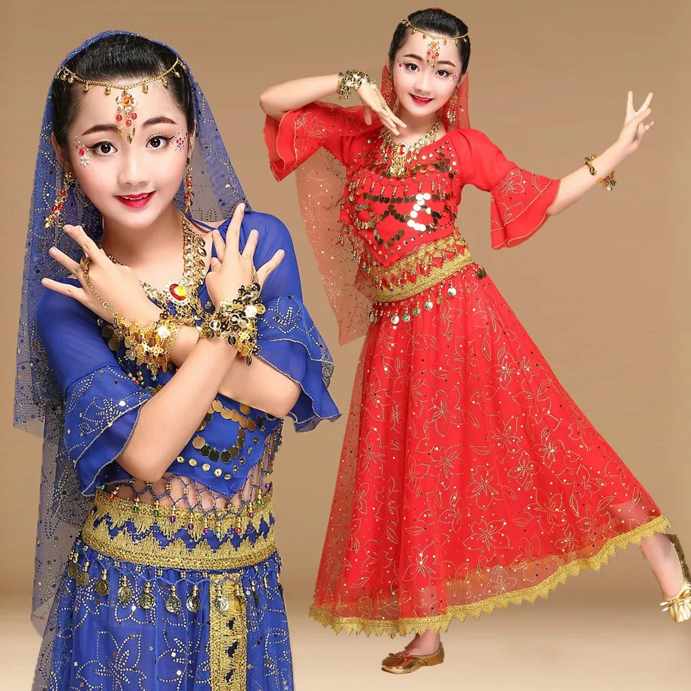 Детская Одежда для танцев в индийском стиле одежда выступлений танца живота