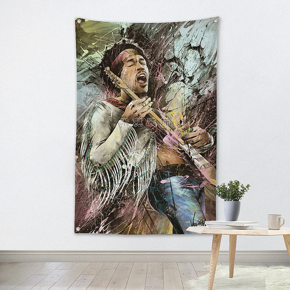 

High Quality Rock Theme Four Holes Flag Banner Canvas Printing Wall Chart Hip Hop Reggae Metal Music Posters Mural Wall Decor A4