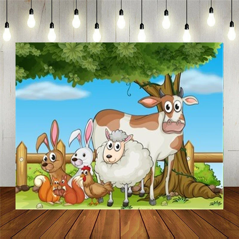 

Фон для фотографирования новорожденных с изображением животных, овец, кроликов