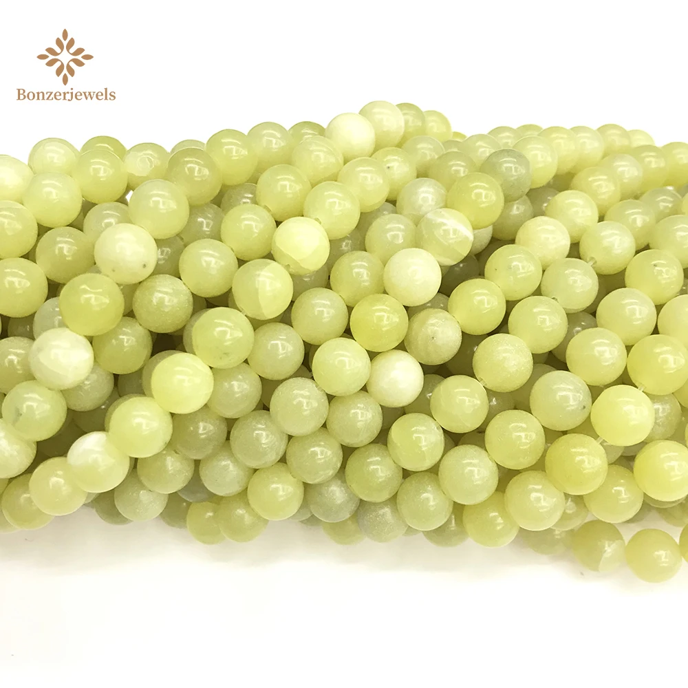 

Natural Stone light Yellow Cloud Lemon Jades Chalcedony Beads Round Loose Spacer Beads For Jewelry Making DIY Bracelet Necklace