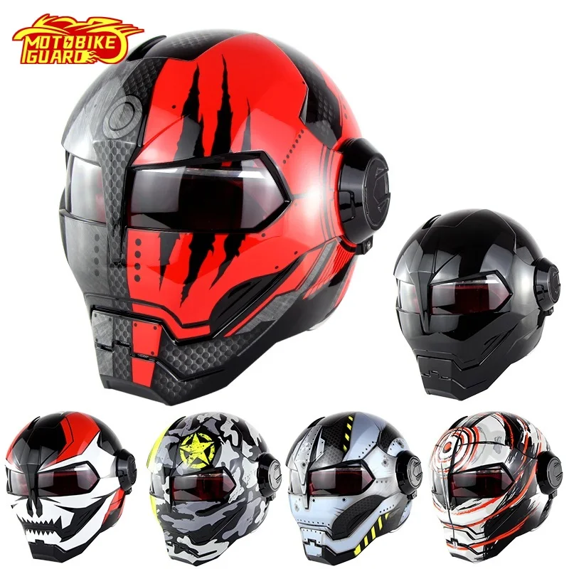 Крутой Железный человек Шлемы мотоциклетный шлем мотоцикл Capacetes Casco Ретро для