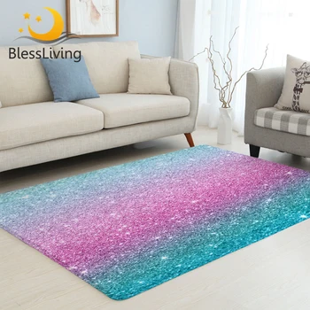 BlessLiving Rainbow Area Rug For Living Room Colorful Trendy Center Rug Modern Blue Pink Bedroom Carpet 152x244cm Drop Ship 1