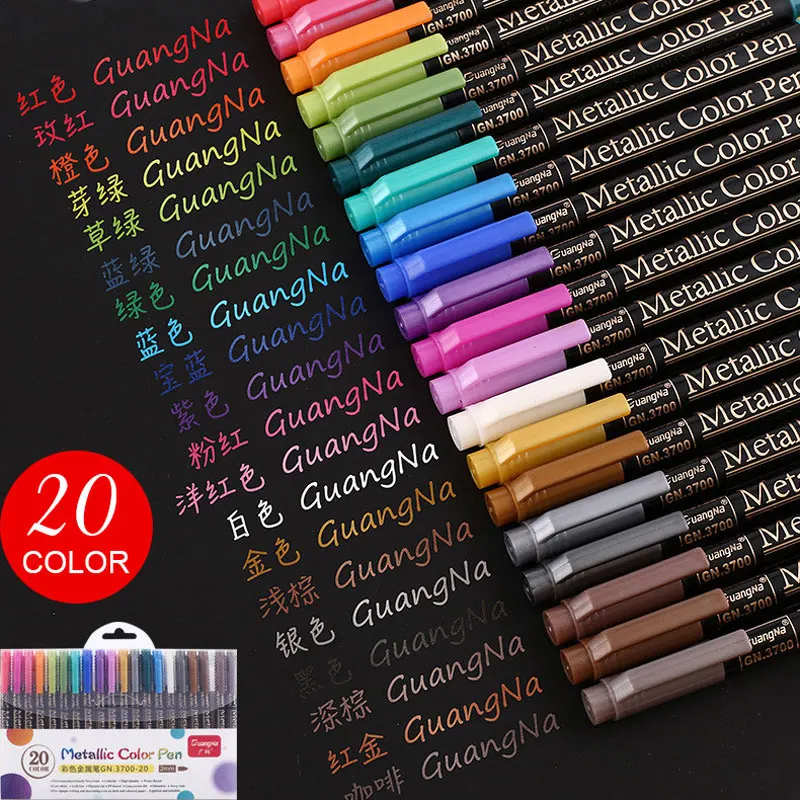 

12/20 color metal marker pen color pen art permanent writing marker, used for paper stone glass wall art drawing stationery