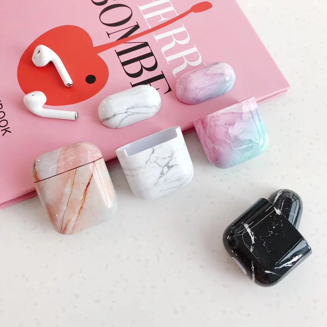 Чехол с мраморными наушниками для Airpods 2 чехол Роскошный Жесткий наушников