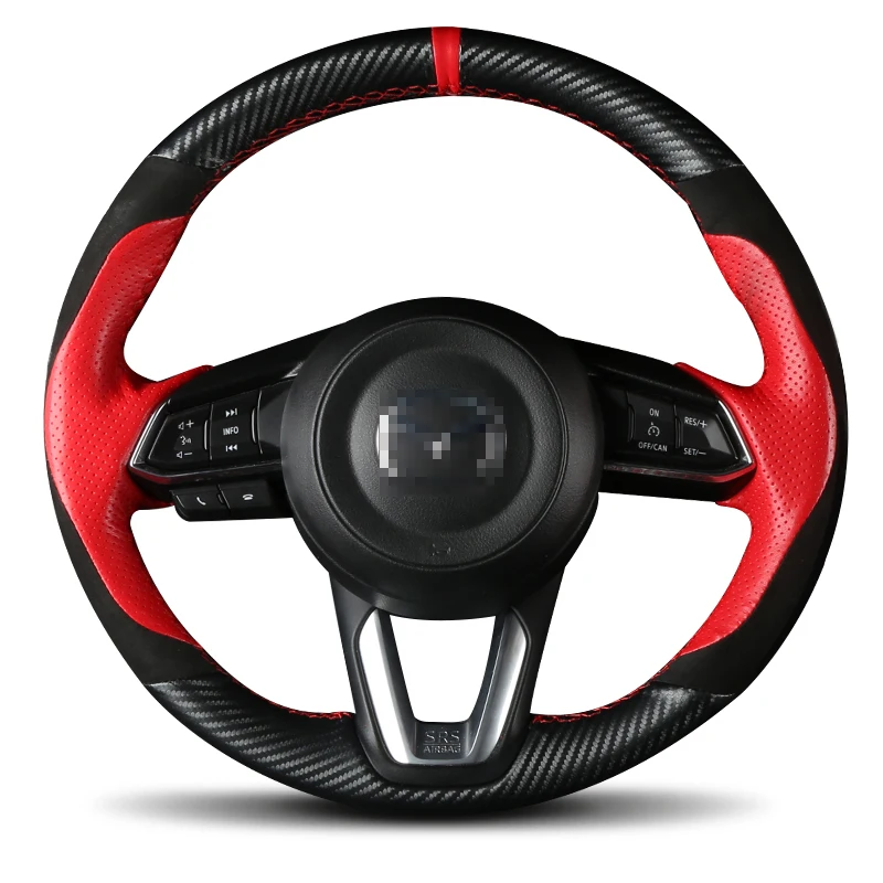 

DIY Car Steering Wheel Cover for Mazda 3 Axela cx-4 cx-3 ATENZA CX-5 Red Leather Black Suede Black Carbon Fibre