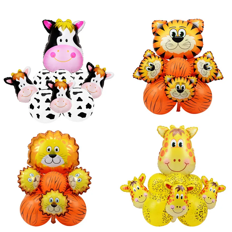 

Chicinlife Jungle Safari Animals Lion Tiger Giraffe Balloons Happy Birthday Party Decor Baby Shower Kids Jungle Party Supplies