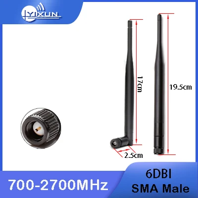 

2 шт., 4G LTE антенна, внешняя антенна GSM GPRS 2G NBIoT, модуль маршрутизатора, модем, комнатная антенна, SMA Male 40dbi Gain 700-2700 МГц