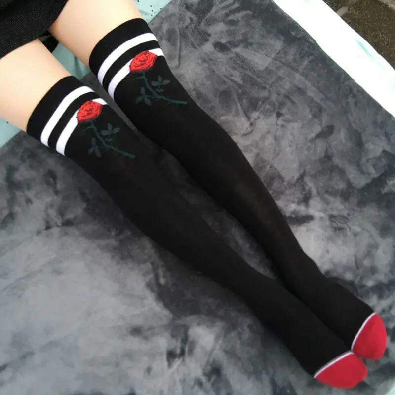 Теплые зимние женские гольфы полосатые розовые носки с рисунком пикантные