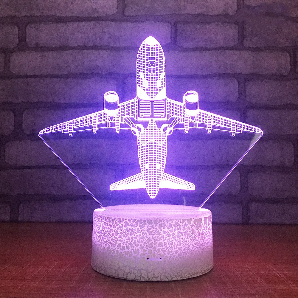 Авиационный вентилятор самолет 7 цветов лампа 3D светодиодные ночники для детей сенсорный USB настольная лампа для сна ночник Aircarft - Испускаемый цвет: 7 Colors Changeable
