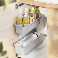 2 pieces under sink storage rack sliding base cabinet storage door storage tray wall mounted kitchen and bathroom storage rack