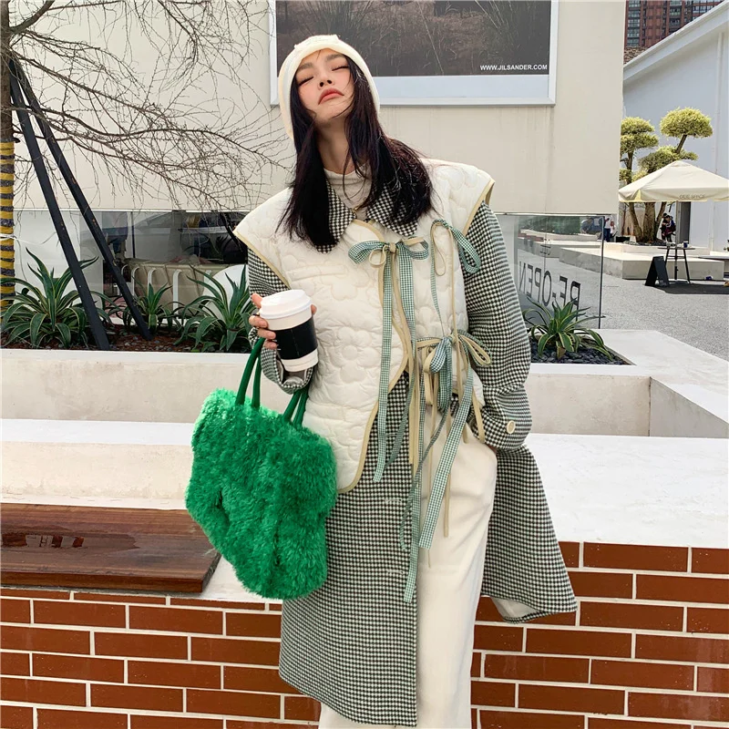 

French Chiffon Shawl Vest Long Wool Two. Piece Set