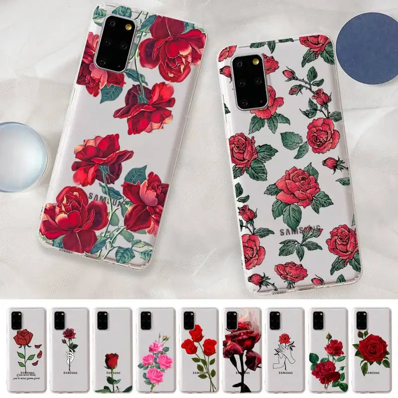 

Red Rose Flower Phone Case For Samsung A 10 20 30 50s 70 51 52 71 4g 12 31 21 31 S 20 21 plus Ultra