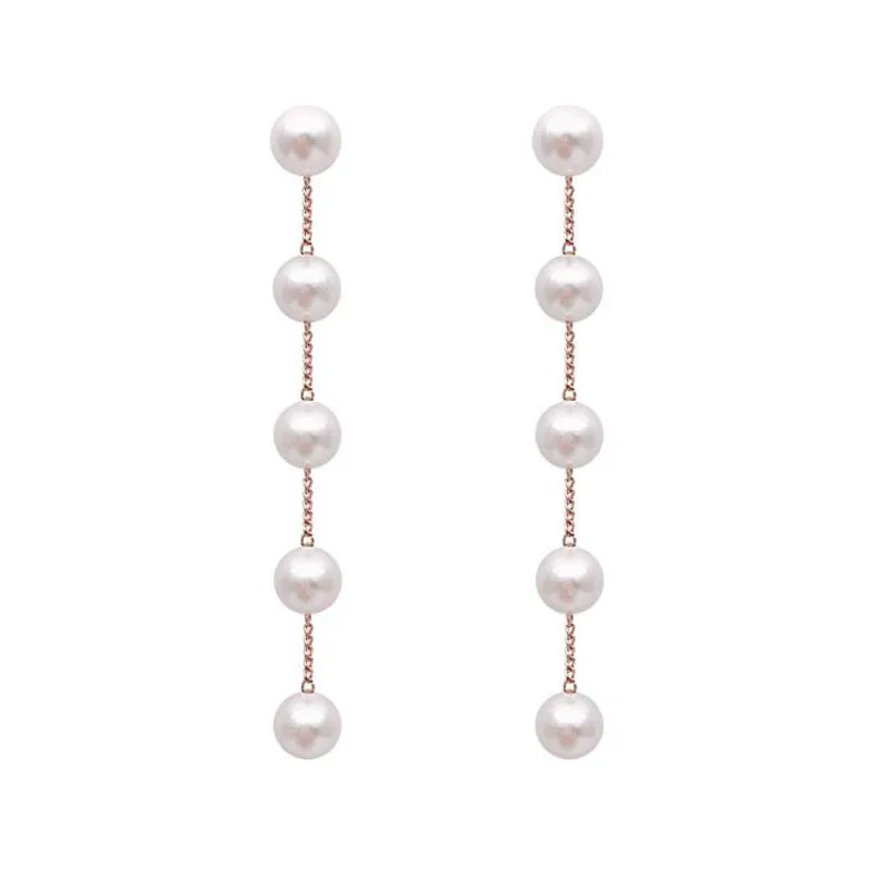 

Kpop Trendy Fairy Simulated Pearl Women Long Earrings White Round Pearl Wedding Pendant Earrings Korean Fashion Jewelry Earrings