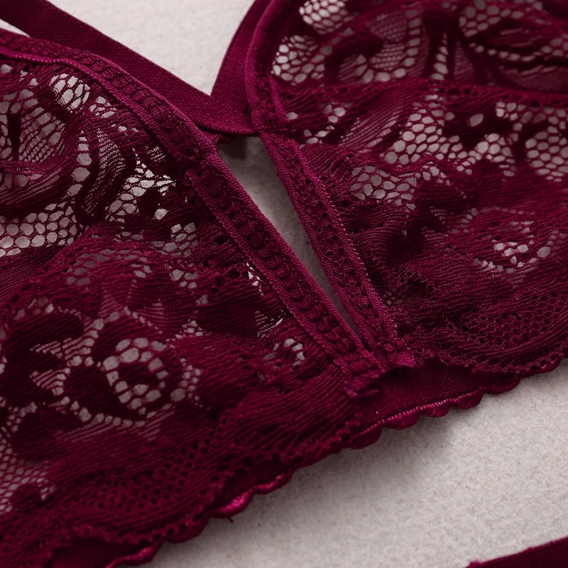Women Sexy Cross Bandage Crop Tank Top Floral Sheer Lace Bra Seamless Bralette Bustier X3UE