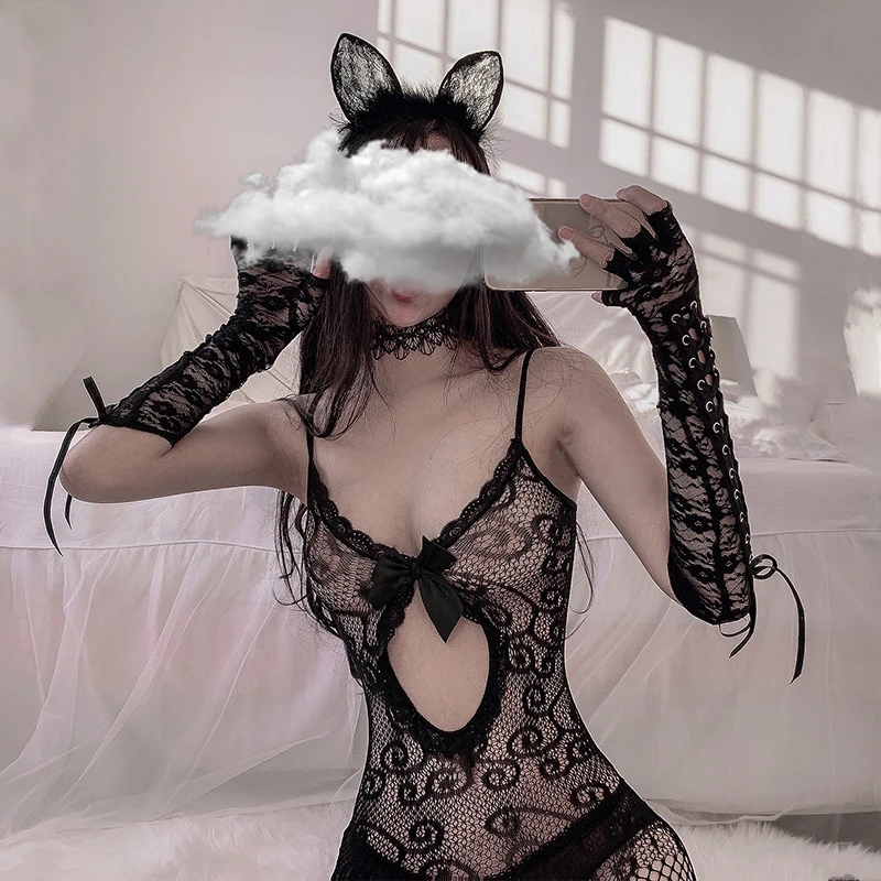 Сексуальное нижнее белье боди горячее эротическое с открытой промежностью чулки