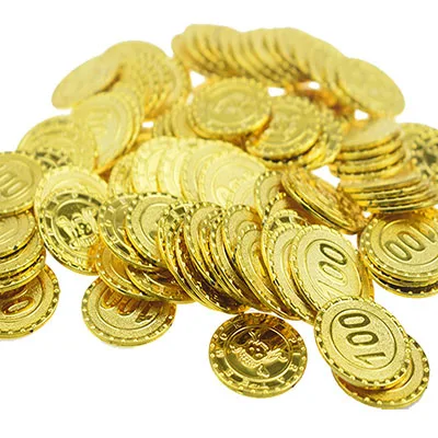 2 100 шт детские игрушки, пластиковые пираты, золотые монеты, сокровища в виде монет, игровая валюта, детский Декор для Хеллоуин-вечеринки, рождественские подарки - Цвет: 2