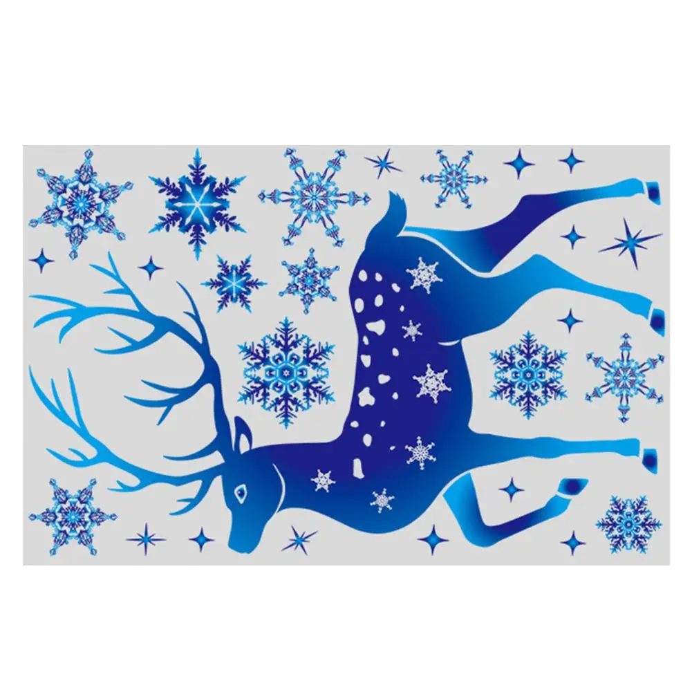 Наклейки на окна электростатические снежинки лось принт очаровательные
