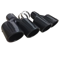 car accessories black 304 stainless steel and bright carbon fiber y type double outlet flanged exhaust pipe tailpipe