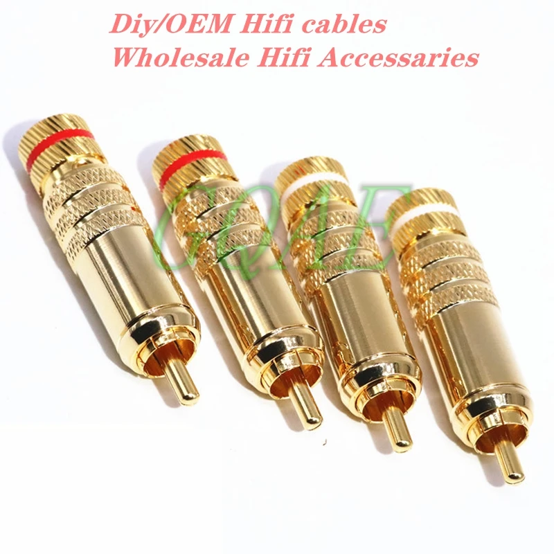 Hi-Fi позолоченный RCA штекер Hi-end паяльный аудиокабель сделай сам Интерконнектор