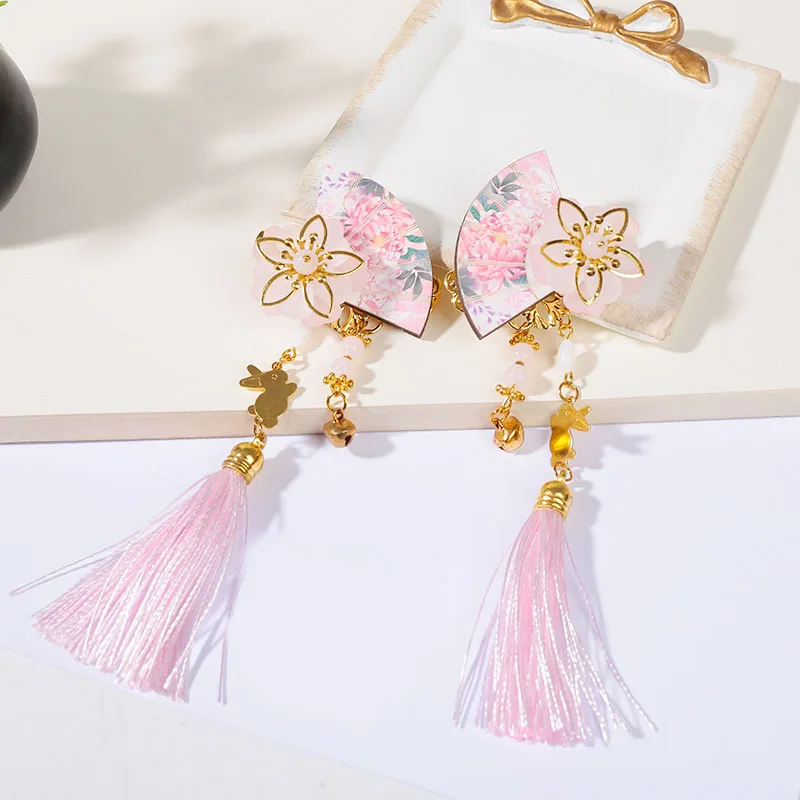 Древний Стиль головной убор прекрасный веер в форме вишня цвету кисточкой