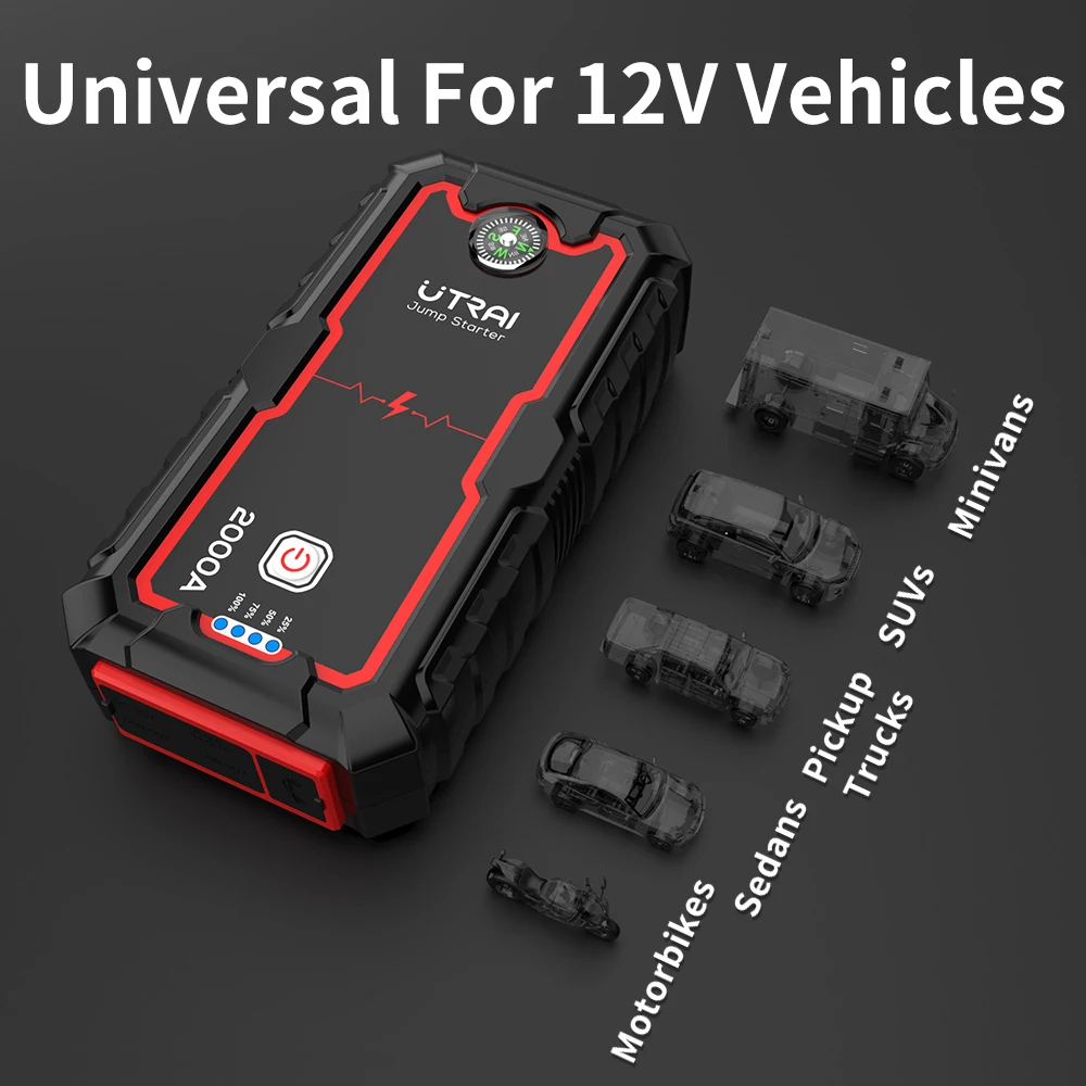 utrai 2000a car jump starter power bank 22000mah starting device portable charger emergency booster 12v car battery jump starter free global shipping