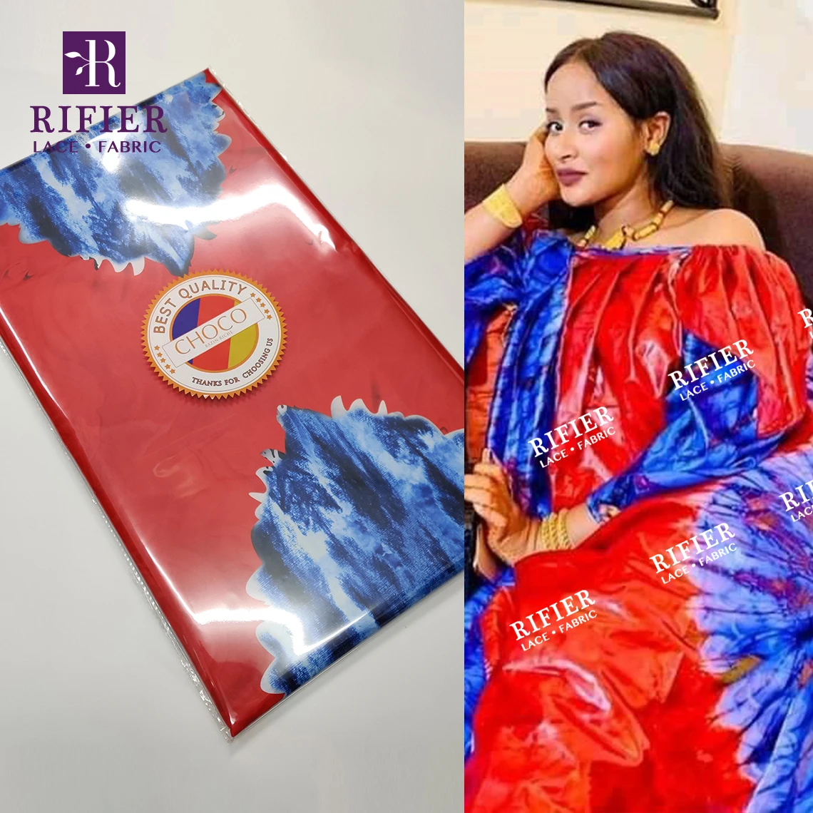 Черная Высококачественная печатная базиновая богатая ткань для Гамбии женские