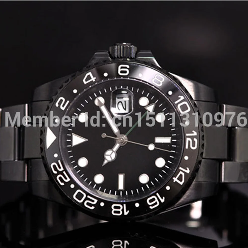 Parnis светящийся PVD GMT винтажный сапфировое стекло автоматический механизм мужские