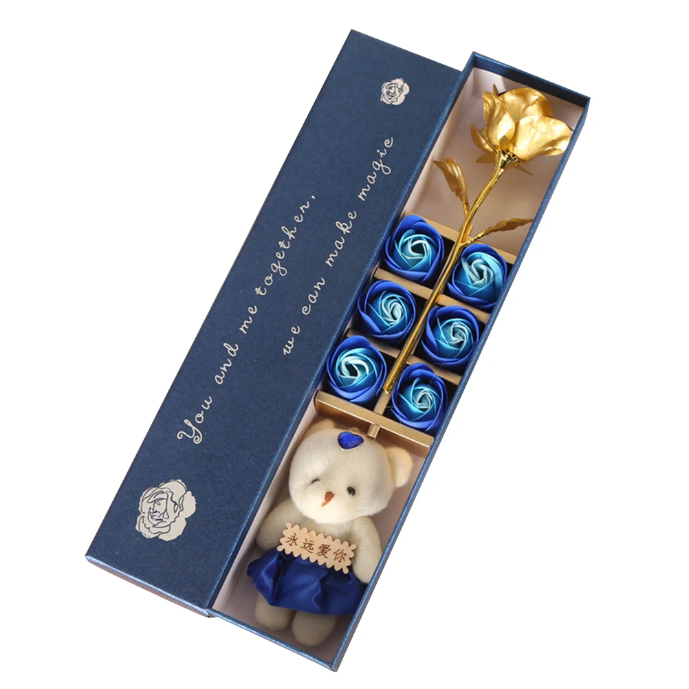 Мыло из золотой фольги Розовое цветок медведь Подарочная коробка Золотая фольга