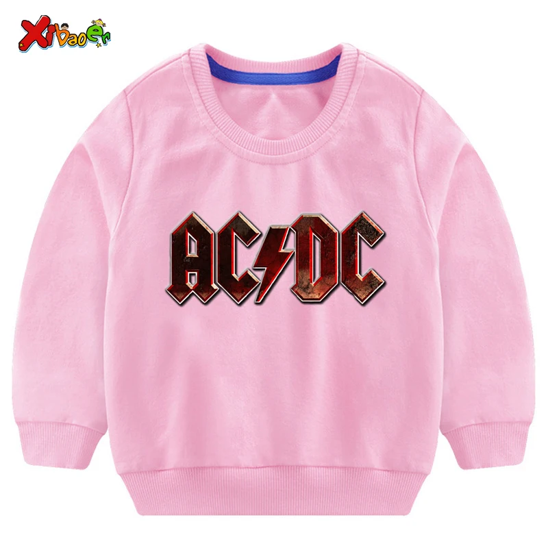 Детские толстовки ACDC мальчиков; модный свитер; белый Хлопковый пуловер для девочек; Новинка; пуловер; футболка; Осенняя толстовка с длинными рукавами для малышей