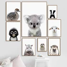 Настенная картина коала в виде совы, обезьяны, ежика, бегемота, овцы, утки, настенная Картина на холсте, скандинавский постер и принты, настенные картины для декора гостиной
