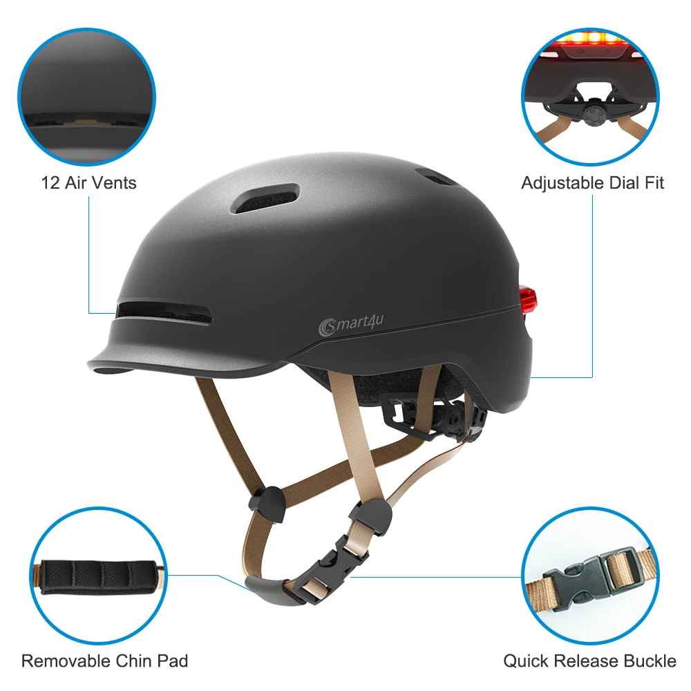 Smart4u City Urban Helmet Sport Adult Cycling Smart Signal Light CPSC/RoHS/EN1078/GB Certification Brake Sensor Lamp Weight 370g enlarge