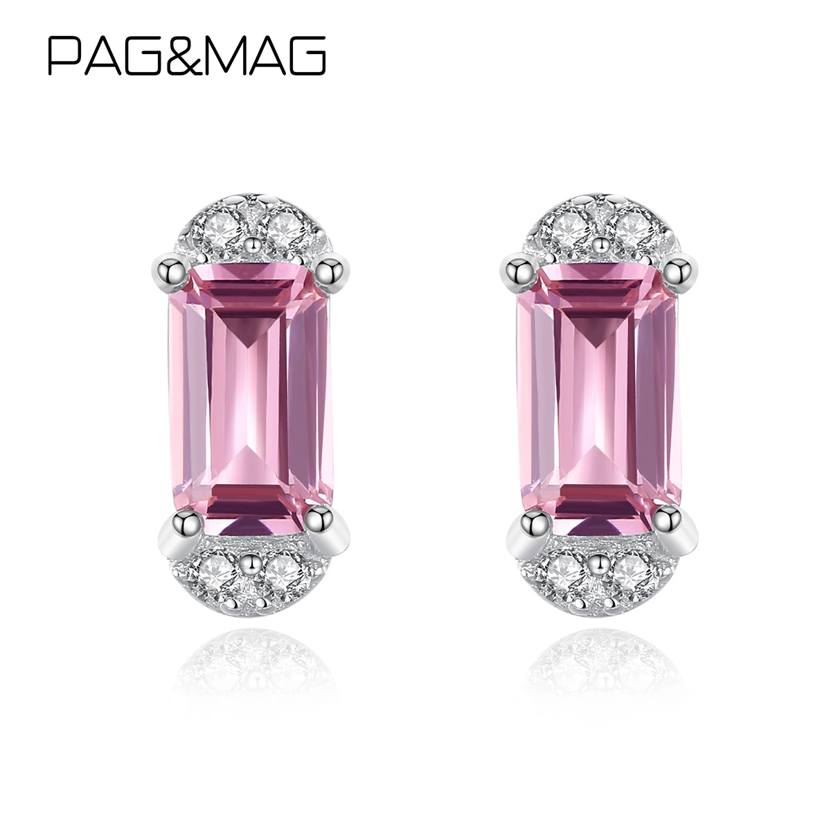 PAG & MAG милые розовые топазы с геометрическим дизайном серьги гвоздики из