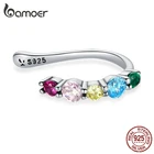 Bamoer 1 шт., радужные цвета, циркон, эльф, запонки, клипсы, серебро 925 пробы, серьги для женщин, массивные ювелирные изделия, вечерние, подарок SCE1250