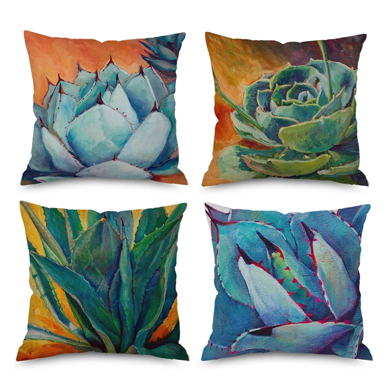 

succulent plants Nordic short plush Pillow Case Polyester Decorative Throw Pillow Cover Square style-5