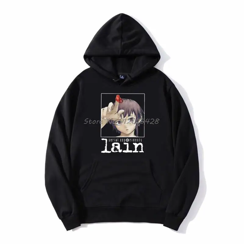 

Male Serial Experiments Lain Classic Hoodie Leisure Manga Anime Iwakura Men Fleece Hooded Hoodies Sweatshirt Streetwear Harajuku