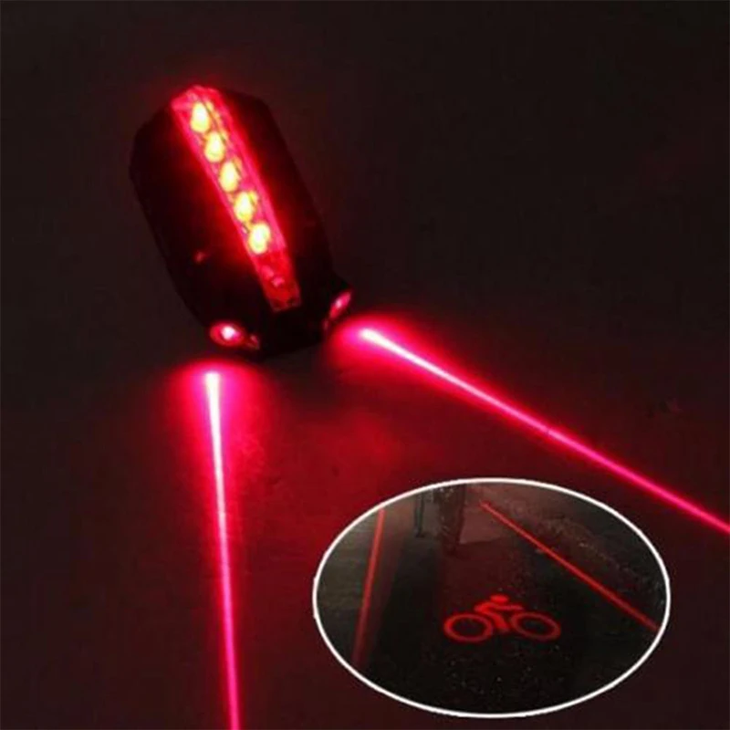 2 Laser+5 Led Rear Bike Bicycle Tail Light Beam Safety Warning Red Lamp Cycling Taillight Mtb Road Au4 | Спорт и развлечения