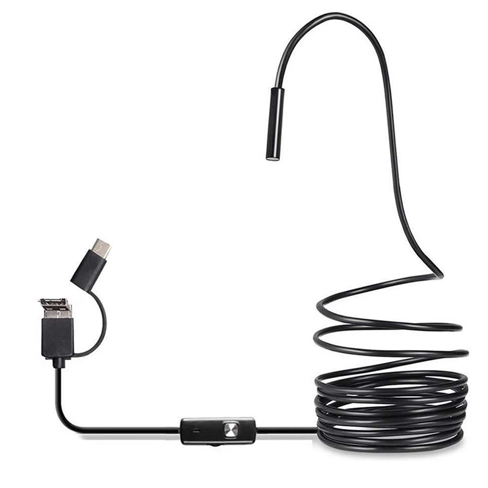 

Endoscope Camera 7MM 3 in 1 USB IP67 Waterproof 6 LEDs Borescope Inspection For Windows For Macbook PC For Android 1m Type-C