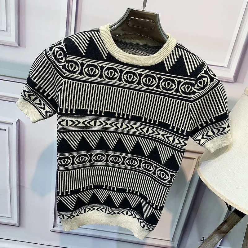 Осень-Зима Новая трикотажная одежда Мужской Жаккардовый свитер с коротким
